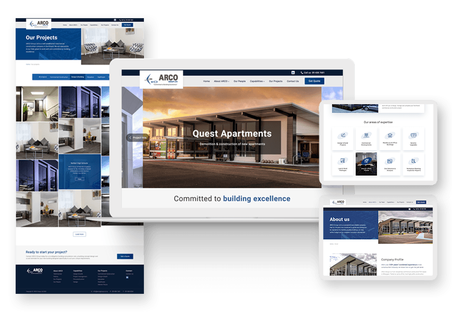 Zasdertina created the website for construction company ARCO to present their services